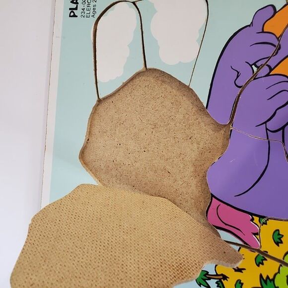 Vintage 80s Playskool Purple Elephant Eleroo Wooden Puzzle Kids Early Learning - Picture 10 of 10